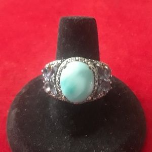 Larimar with tanzinite butterfly accents